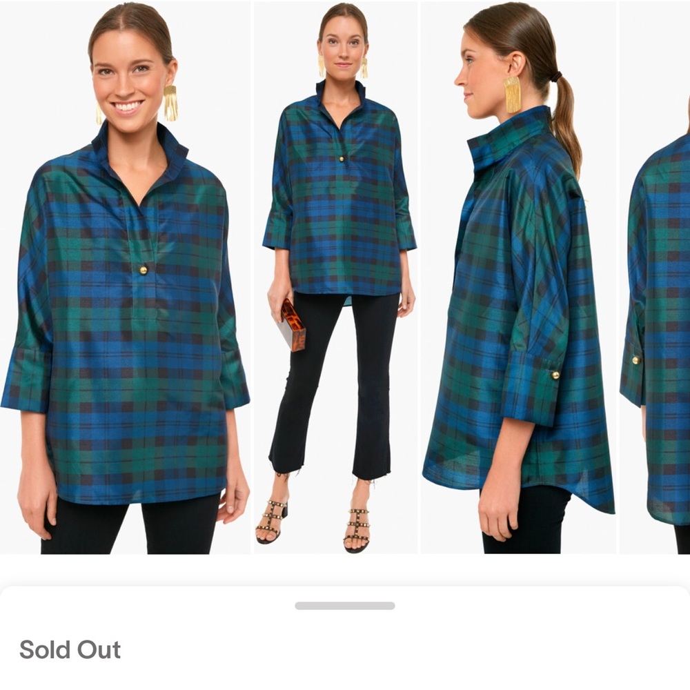 Tuckernuck Navy and Forest Green Plaid Button-Down Top - Picture 4 of 6